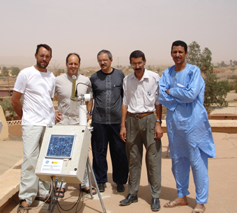 R. Ramos, E. Cuevas, L. Zeudmi_ Sahraoui, M. Mimouni,  and M. Zoukani (from left to right) after the installation of the sunphotometer at Tamanrasset on September 29, 2006.