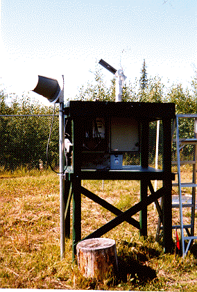 A close-up view of the sun photometer platform