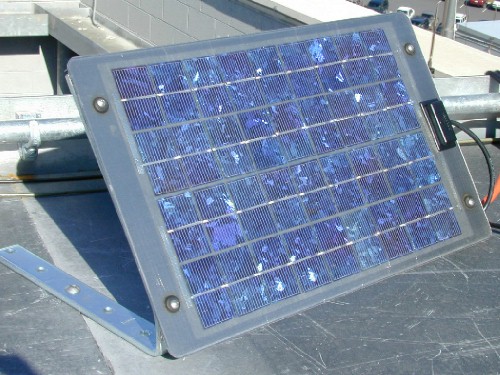 One of two 10-Watt solar panels for Vitel power