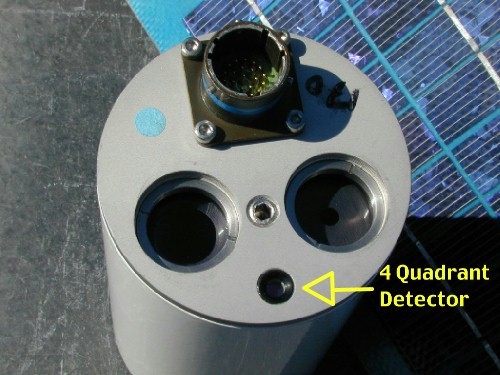 A fiew of the sensor face and 4-quadrant detector
