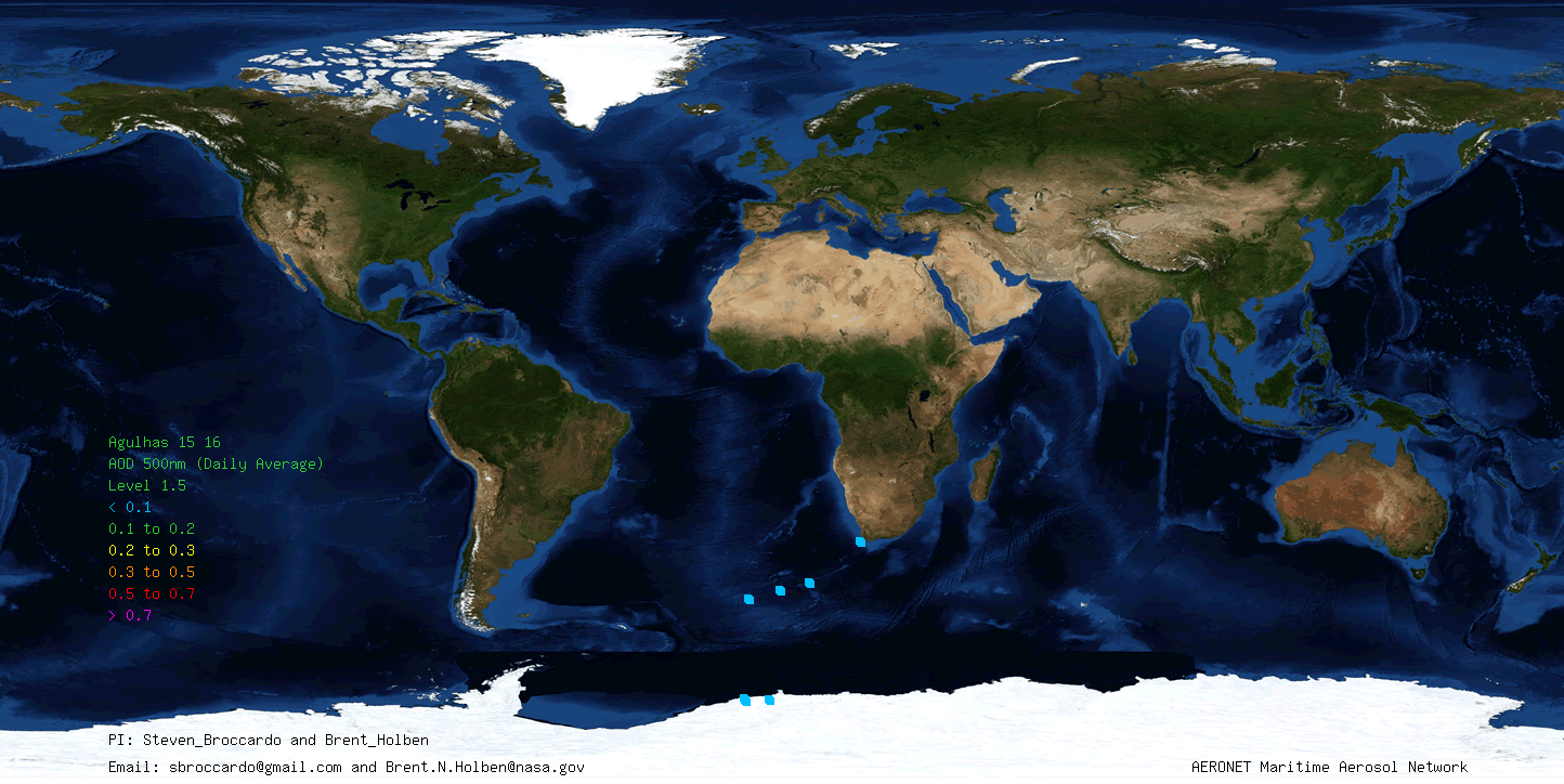 2015-2016 RV SA Agulhas II Cruise Data Map