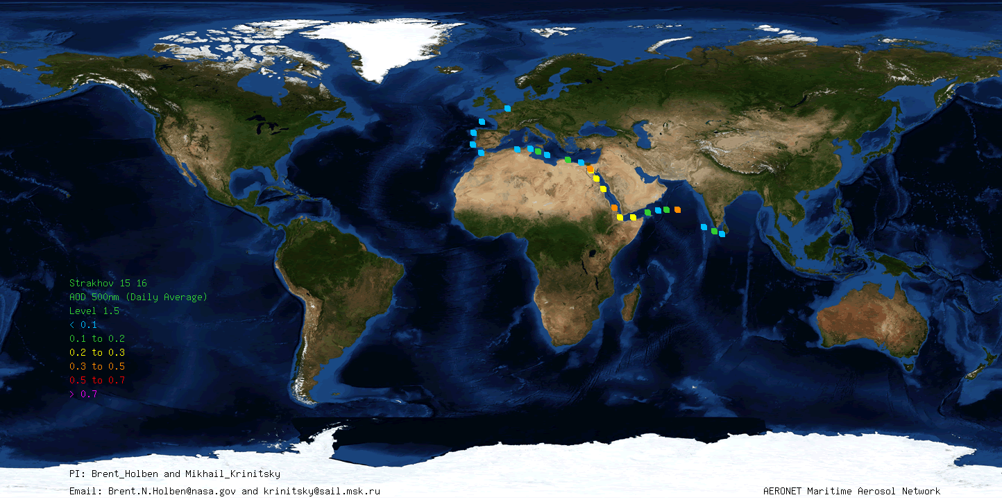 2015-2016 RV Akademik Strakhov Cruise Data Map
