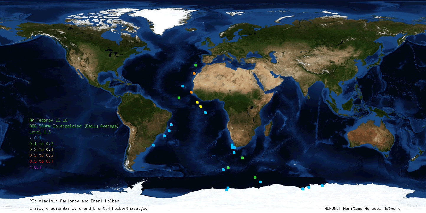 2015-2016 RV Akademik Fedorov Cruise Data Map