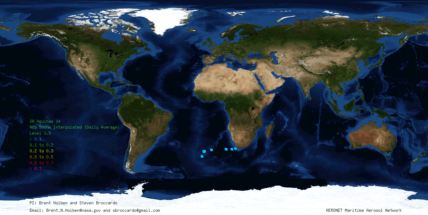 2014 RV SA Agulhas II Cruise Data Map