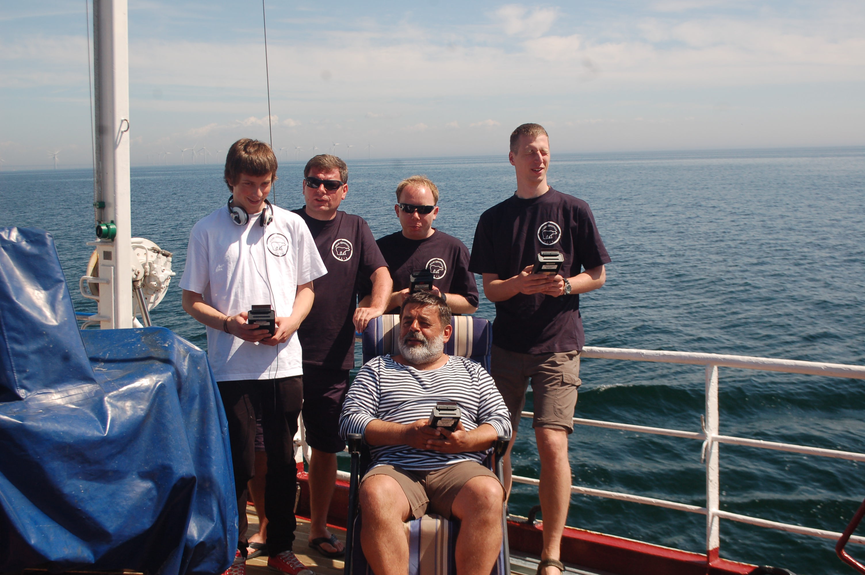 Optical team onboard. From the left: Kasper Zielinski, Tymon Zielinski, Przemyslaw Makuch, Jakub Kowalczyk and Tomasz Petelski (sitting)