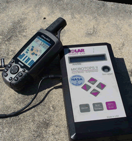 Solar Light Microtops Sun Photometer and Garmin GPS