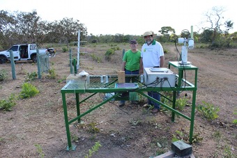 View of the sunphotometer with: Ojeda (left) and Dr. Jose de Souza 'Parana' Nogueira (right)