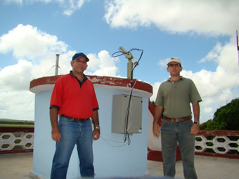 A view of the sun photometer and site managers: Ren and Boris.