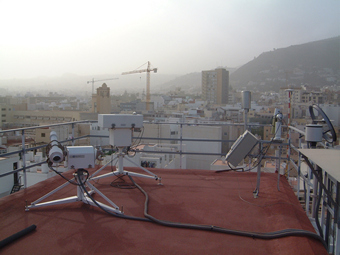 Cimel#326 at Santa Cruz de Tenerife Observatory under the well known strong Saharan intrusion on March 4, 2004.