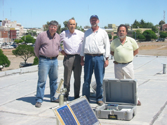 Photo of Alejandro Rosales, Jorge V. Pedroni, Wayne Newcomb (NASA GSFC), and Carlos A. Vazquez.