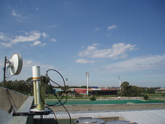 Cimel sun photometer with NE horizon direction.