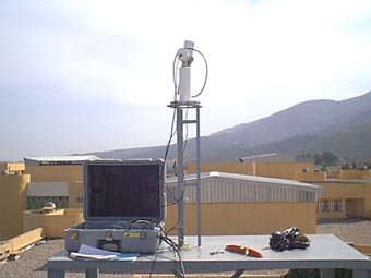 A view of the instrument and platform on the Industrial Chemistry Department roof.