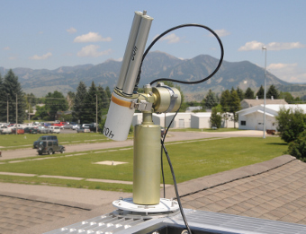 Montana State University instrument in Bozeman, Montana, with the Bridger Mountains in the background.