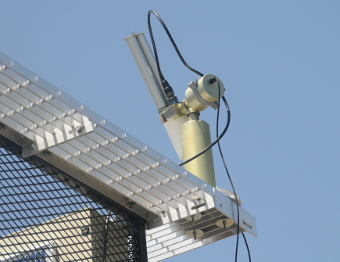 Close-up view of the Montana State University instrument on its rooftop mount in Bozeman, Montana.
