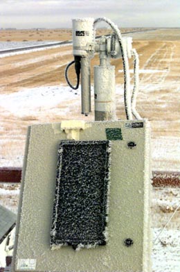 A view of the instrument with ice.