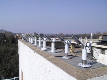 A view of the instrument platform with eight sunphotometers
