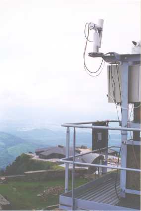 A close-up view of the sun photometer and instrument platform