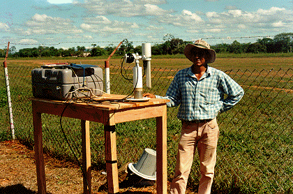 A view of Ademar Soto and the sunphotometer site in Concepcion, Bolivia.