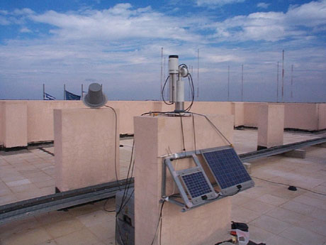 A view of the instrument and solar panels.