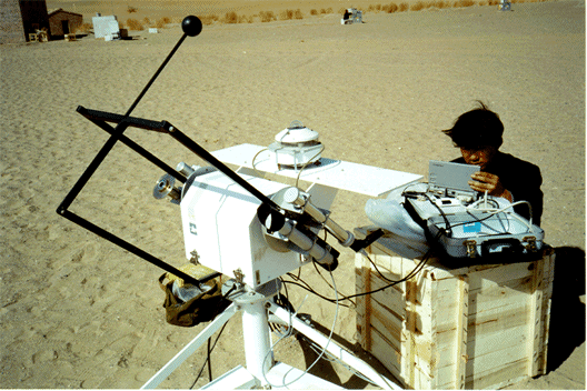 A view of the PAR sensor and solar tracker