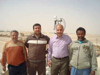 Prof. Mossad EL-METWALLY (PI-Port Said University) with EMA's Staff at El-Farafra station Salah, Ahmed Abdallah and Nasr Mostafa.