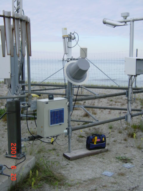 A view of the sun photometer and satellite transmitter