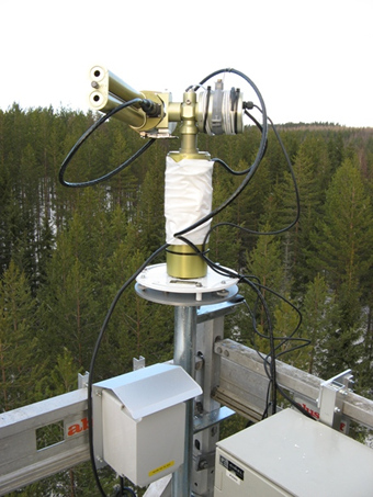 Azimuth and zenith motors of the instrument are covered with a heating cable.