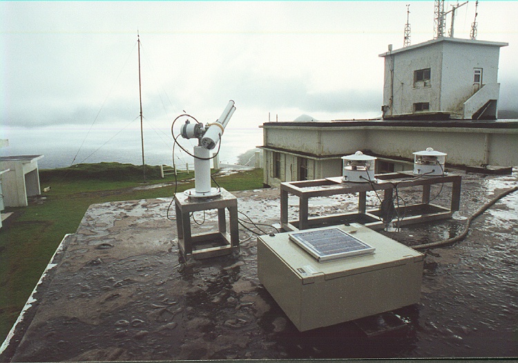 A view of the sun photometer, platfrom and terrain around instrument site