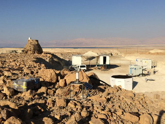 View of the sun photometer and Dead Sea.