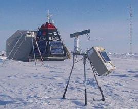 A view of the instrument site on the drifting ice.