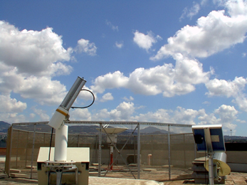 A view of the photometer and the transmitting antenna on the institute roof