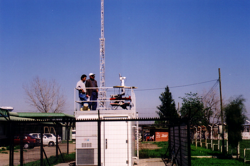 A view the site managers and the sunphotometer site in Santiago, Chile.