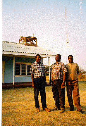 A view of the sunphotometer atop a roof site in Senanga, Zambia 