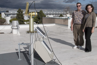 Prof. Gary Fouts and Tracy Fouts on the HSS rooftop, with the Santa Monica College Science Building in the background.