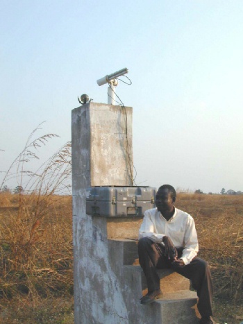 The sunphotometer and Site Manager K.R. Manjomba
