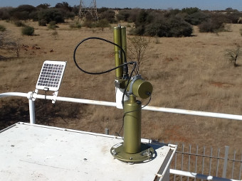 Sunphotometer showing the Robot, sensor head and the solar panel installation
