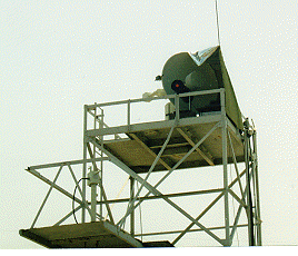 Picture of the Micropulse LIDAR on a platform at the Mongu Meteorological office